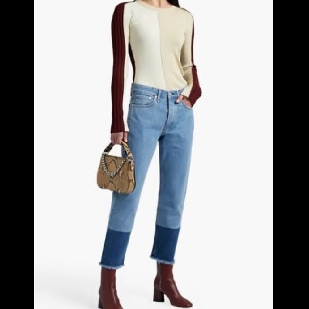 Rag & Bone Maya High Rise Slim Raw Ankle Two Tone Denim Size 24